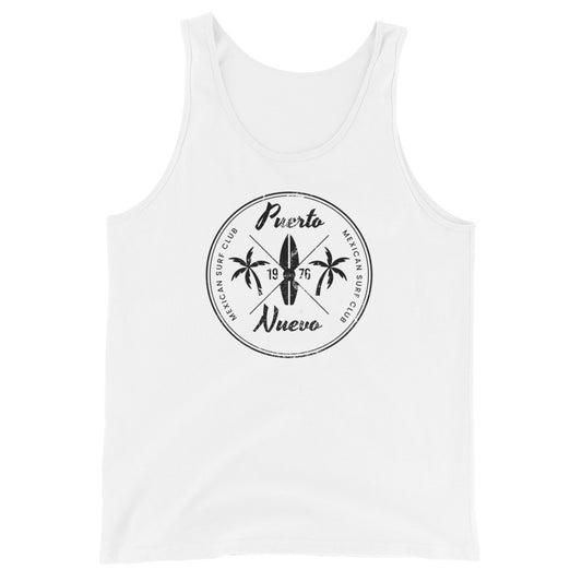 Retro Puerto Nuevo Mexico Beach Surfing Fan Vacation Souvenir Unisex Tank Top