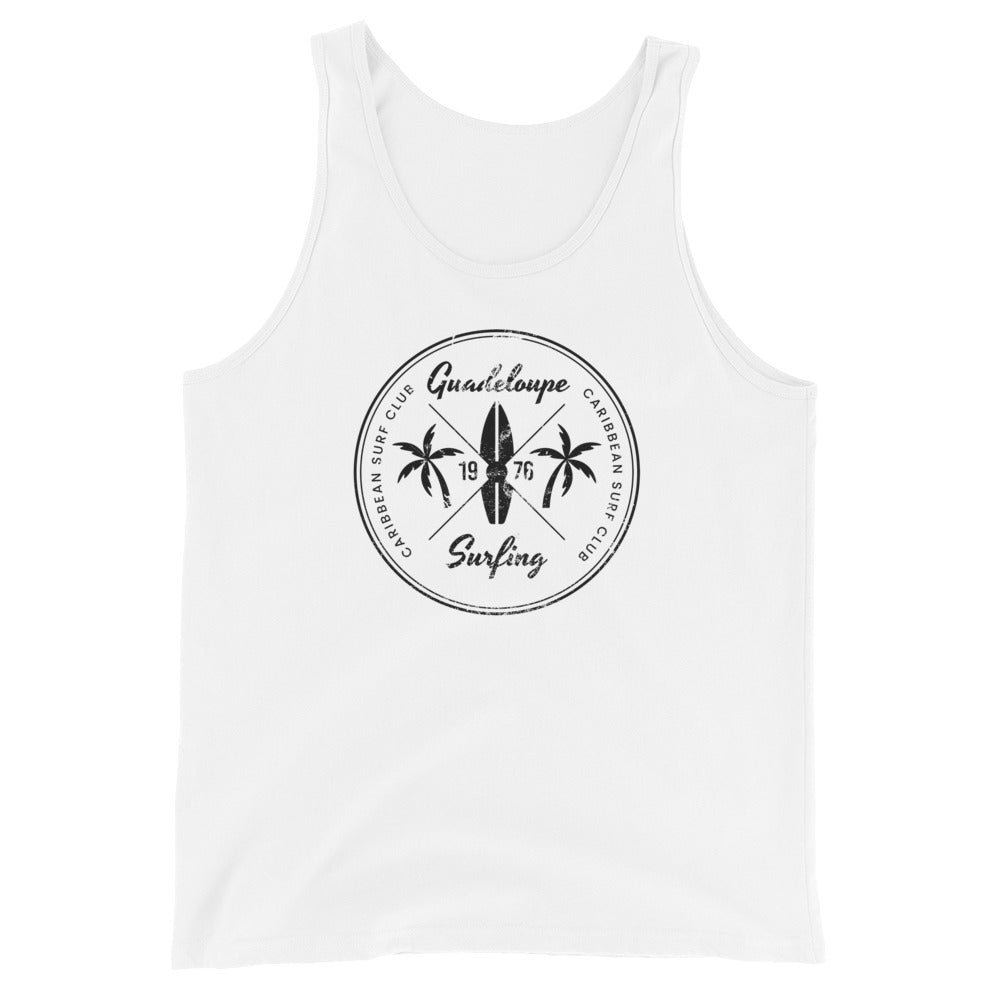 Retro Guadeloupe Beach Surfing Fan Vacation Souvenir Unisex Tank Top