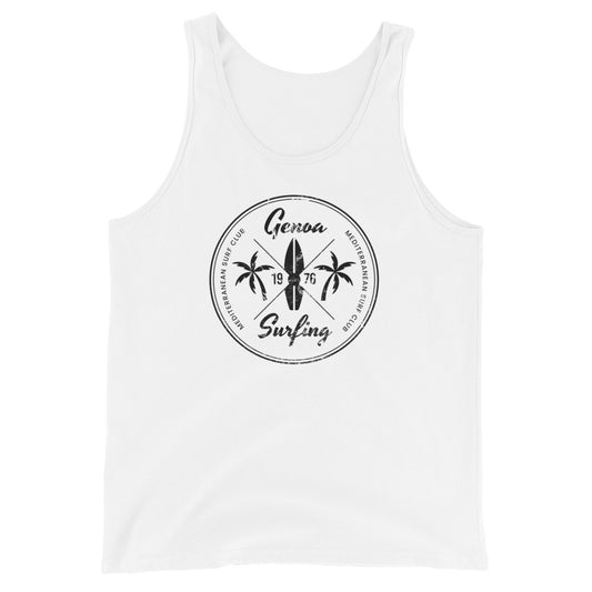Retro Genoa Italy Beach Surfing Fan Vacation Souvenir Unisex Tank Top