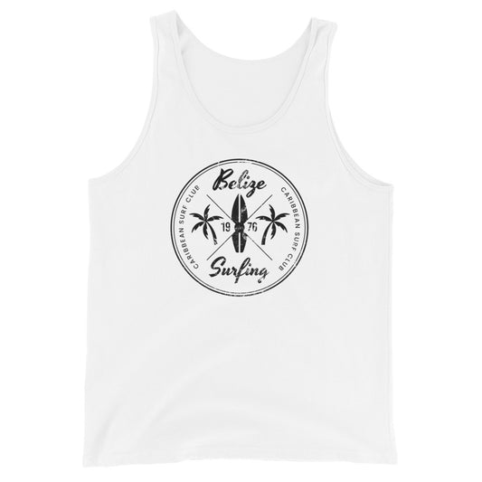 Retro Belize Beach Surfing Fan Vacation Souvenir Unisex Tank Top