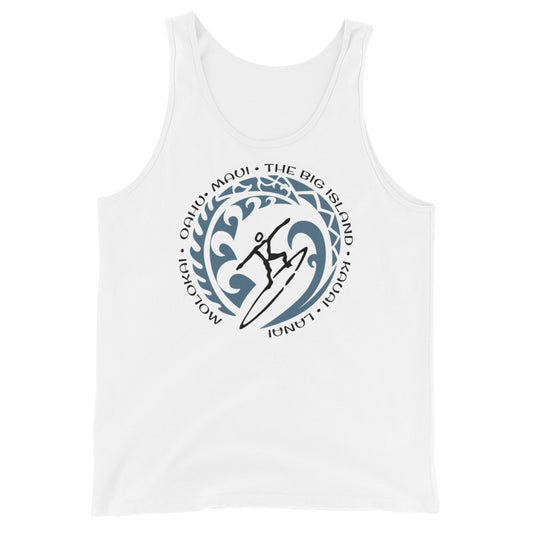 Hawaiian Islands Hawaii Unisex Tank Top Vintage Surfing Fan Lover