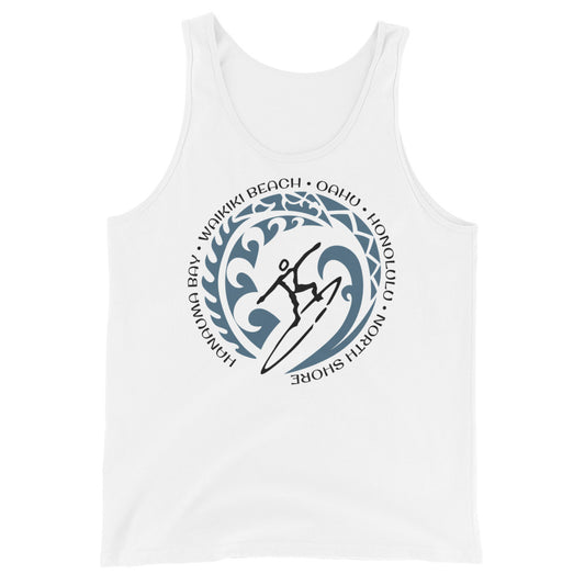 Oahu Hawaii Hawaiian Unisex Tank Top Vintage Surfing Fan Lover