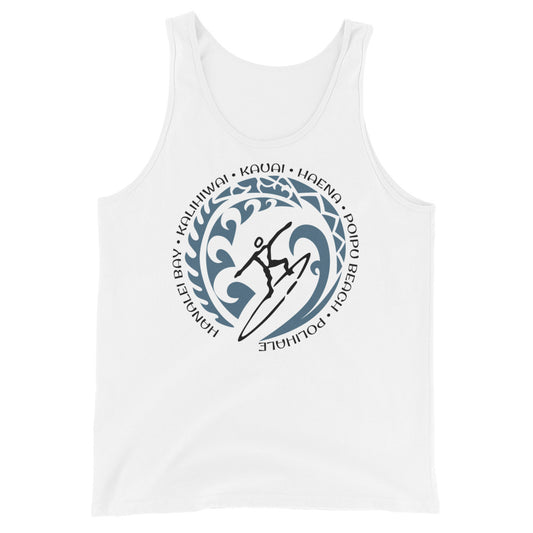 Kauai Hawaii Hawaiian Unisex Tank Top Vintage Surfing Fan Lover