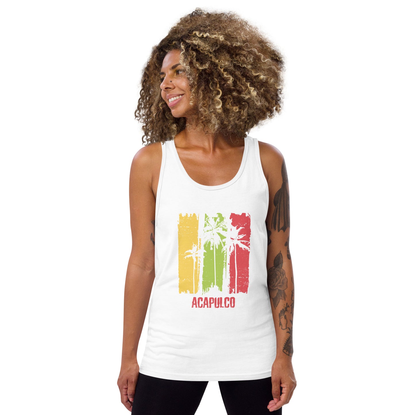 Acapulco Mexico Artistic Abstract Cool Palm Tree Unisex Tank Top