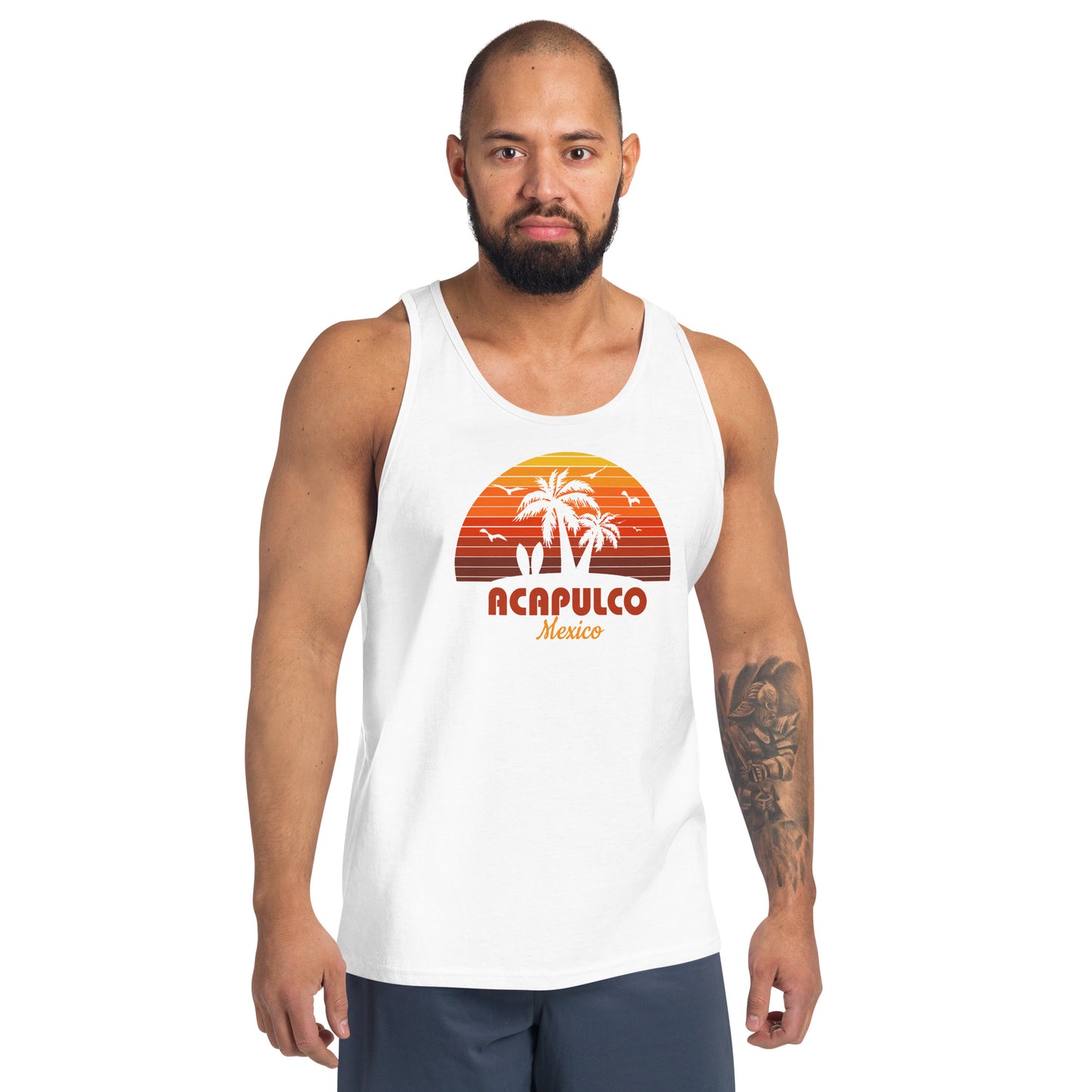 Acapulco Mexico Sunset Retro Souvenir Beach Unisex Tank Top