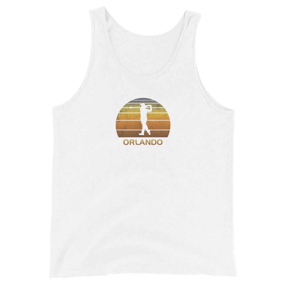 Cool Orlando Florida Golf Vintage Sunset Golfer Retro Golfing Unisex Tank Top