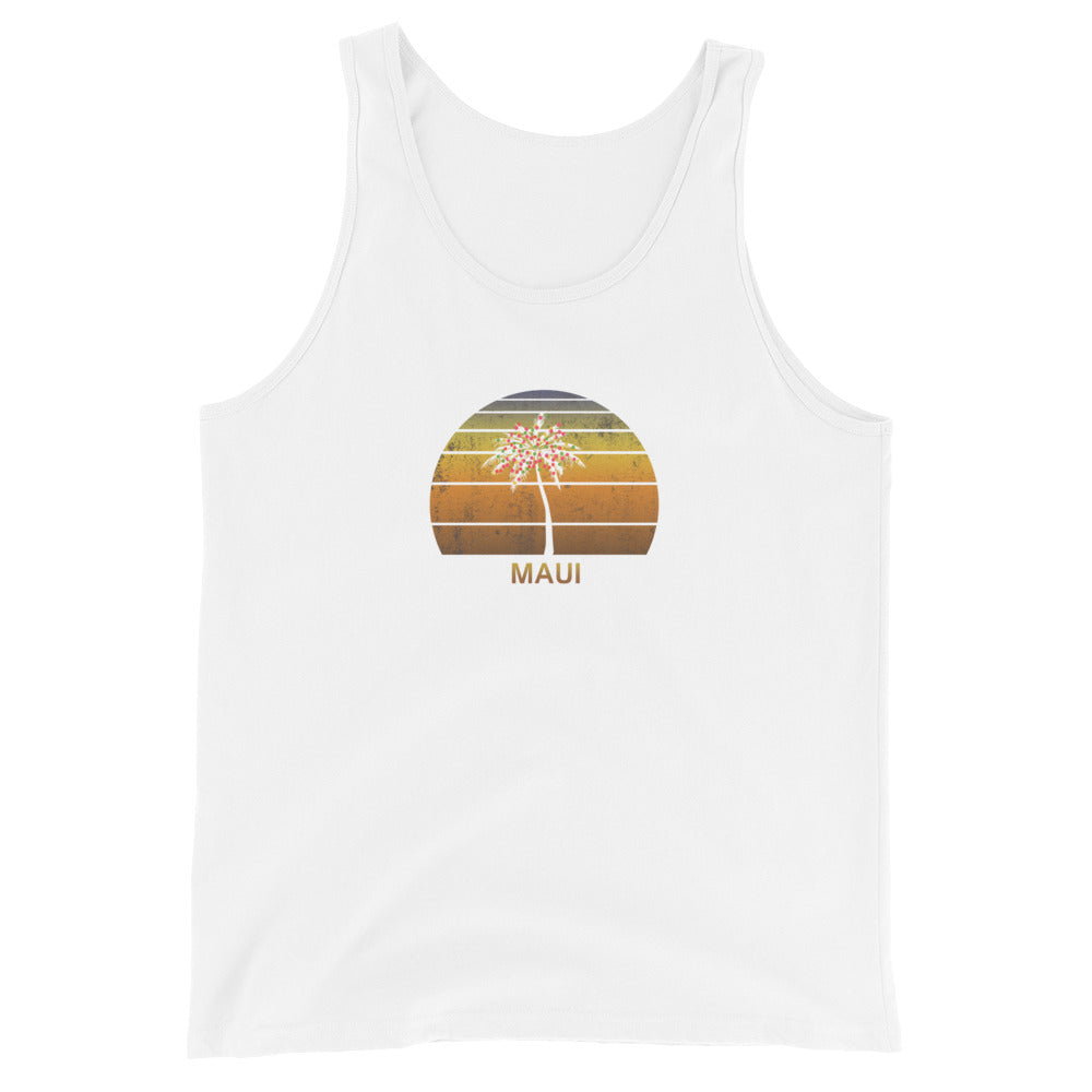 Retro Maui Hawaii Unisex Tank Top Christmas Family Vacation Souvenir Sunset Beach