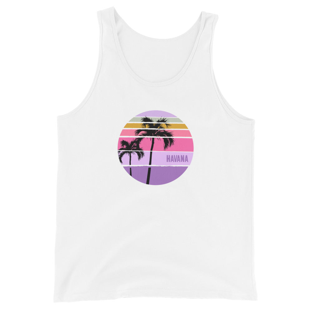 Cool Havana Cuba Palm Tree Artistic Vacation Souvenir Unisex Tank Top