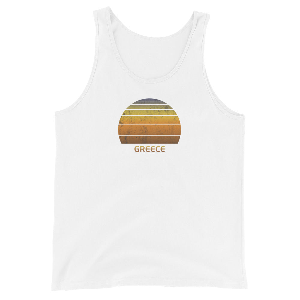 Retro Greece Unisex Tank Top Vintage Sunset Vacation Souvenir