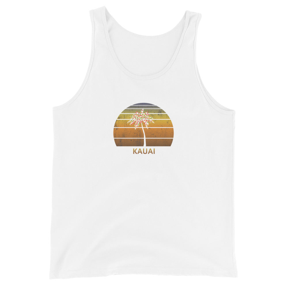 Retro Kauai Hawaii Unisex Tank Top Christmas Family Vacation Souvenir Sunset Beach