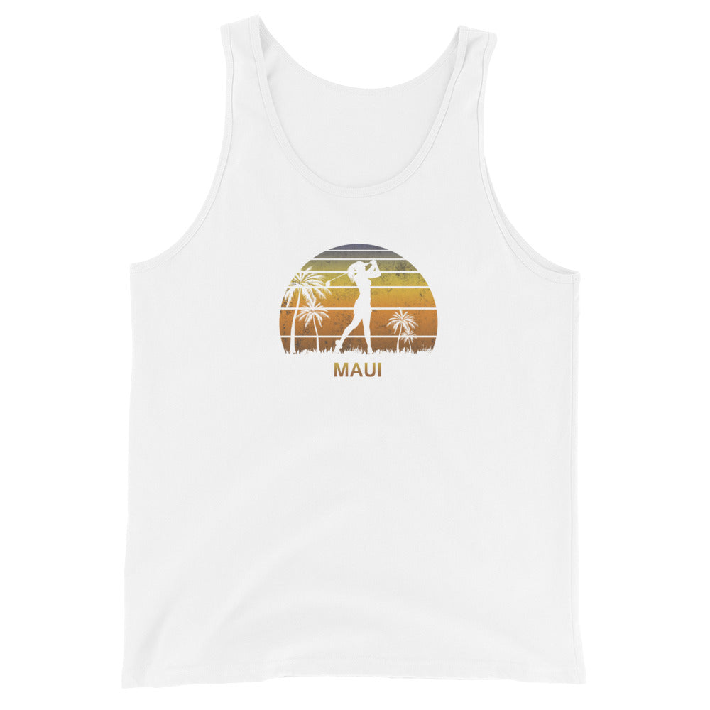 Retro Maui Hawaii Women's Golf Golfing Fan Golfer Gift Unisex Tank Top