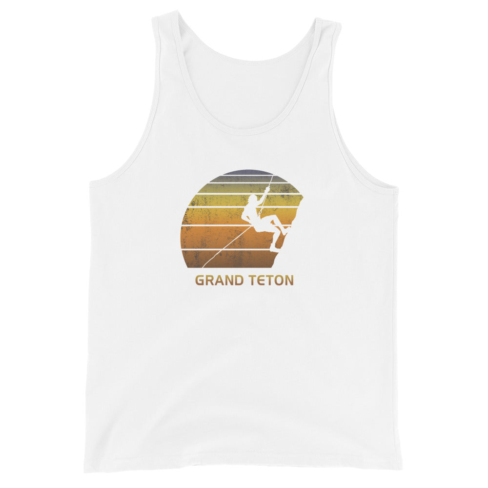 Retro Grand Teton National Park Wyoming Rock Climbing Fan Bouldering Unisex Tank Top