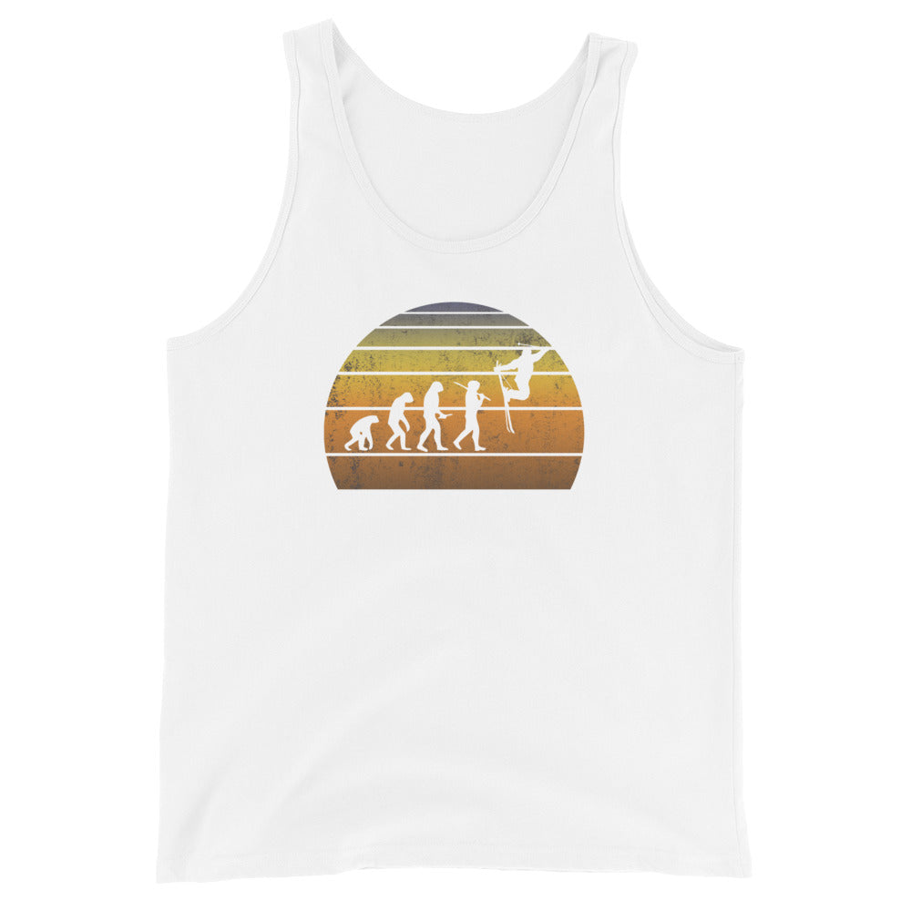 Funny Human Evolution Skier Fan Player Fan Sports Ski Gift Vintage Sunset Unisex Tank Top