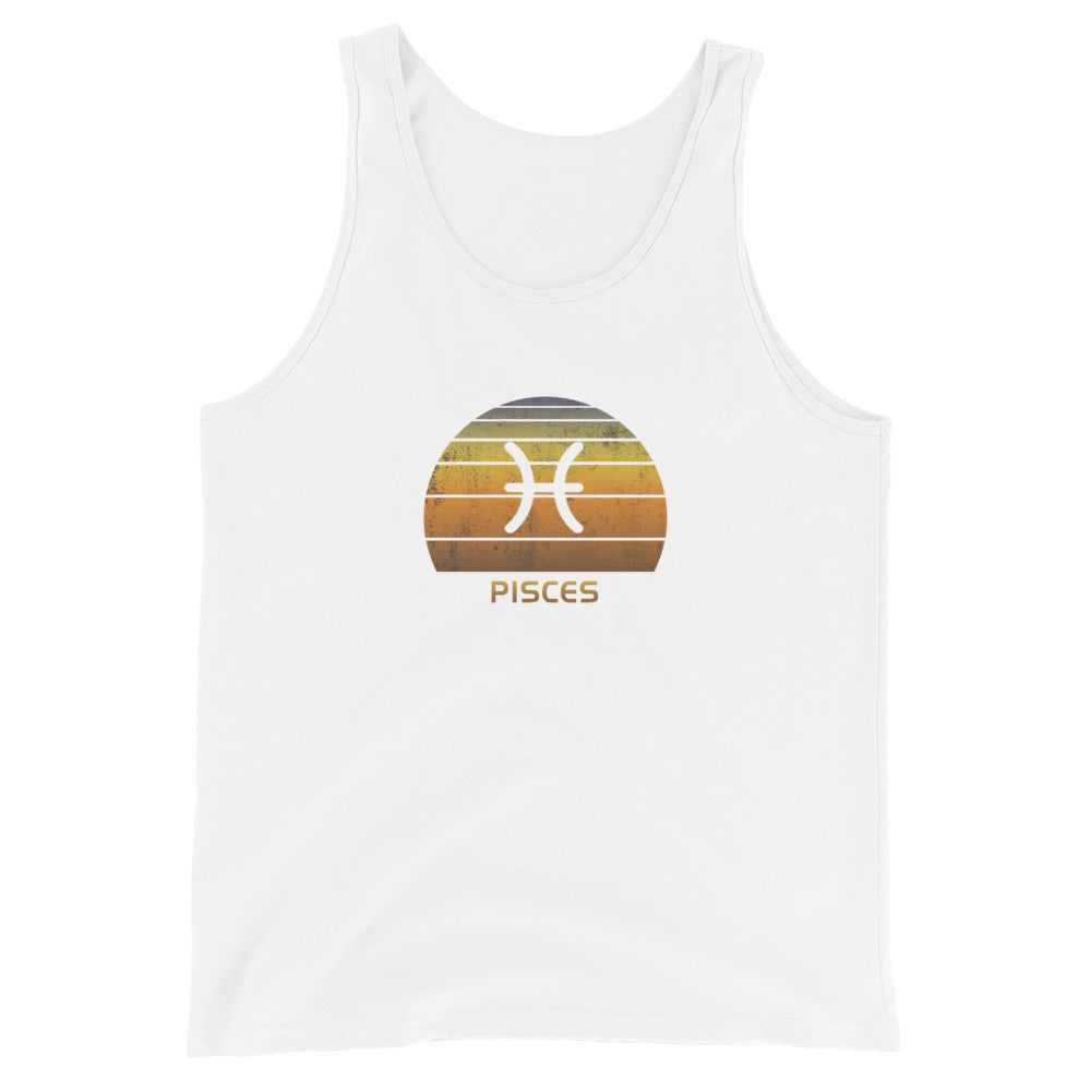 Pisces Zodiac Sign Symbol Astrology Retro Birthday Gift Present Unisex Tank Top