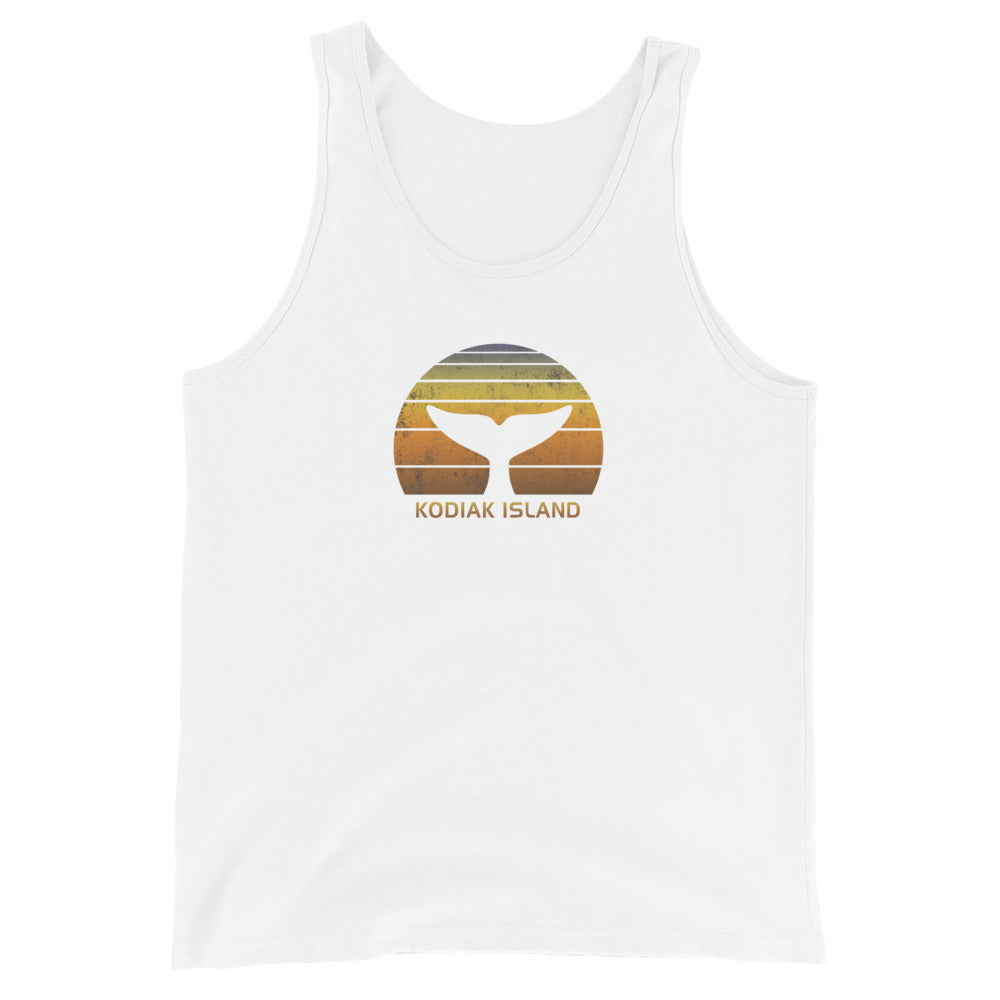 Kodiak Island Alaska Whale Watching Fan Retro Sunset Unisex Tank Top