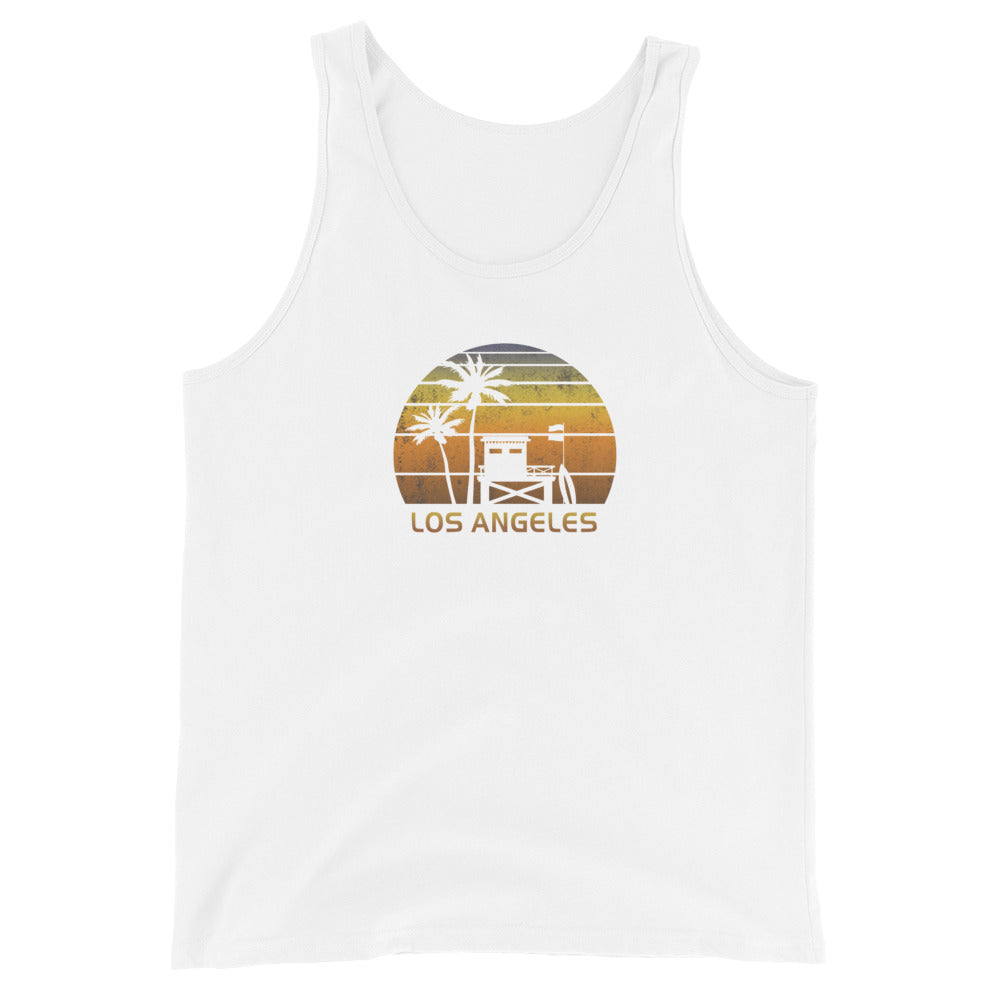 Retro Los Angeles California Sunset Surfing Palm Tree Vacation Unisex Tank Top