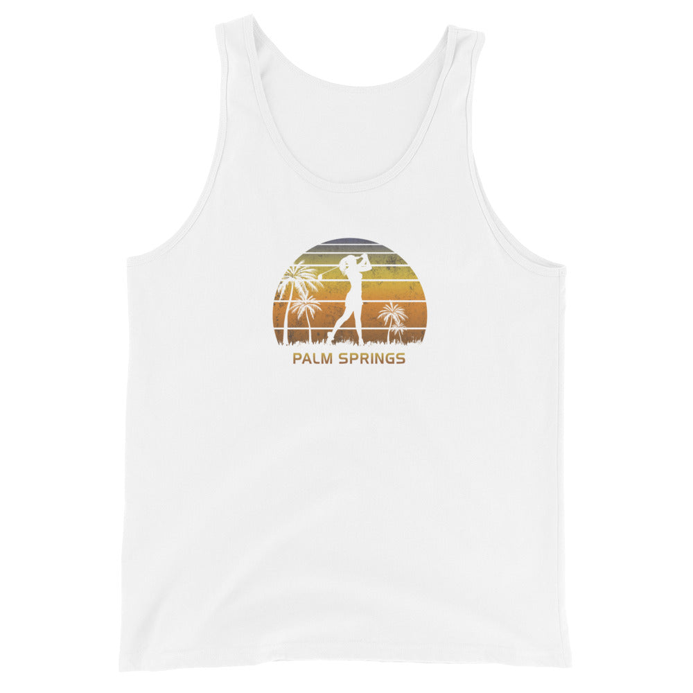 Retro Palm Springs California Women's Golf Golfing Fan Golfer Gift Unisex Tank Top