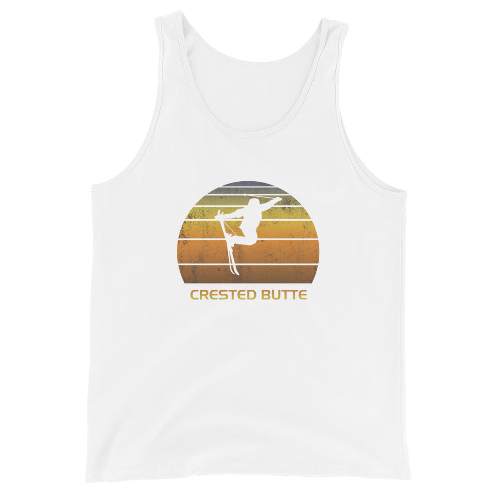 Retro Crested Butte Colorado Ski Fan Skier Skiing Sunset Vintage Sunrise Unisex Tank Top