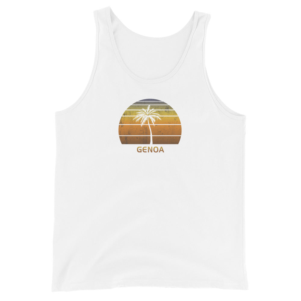 Retro Genoa Italy Unisex Tank Top Vintage Sunset Beach Vacation Souvenir