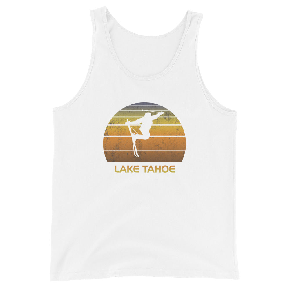 Retro Lake Tahoe California Ski Fan Skier Gift Skiing Sunset Vintage Sunrise Unisex Tank Top