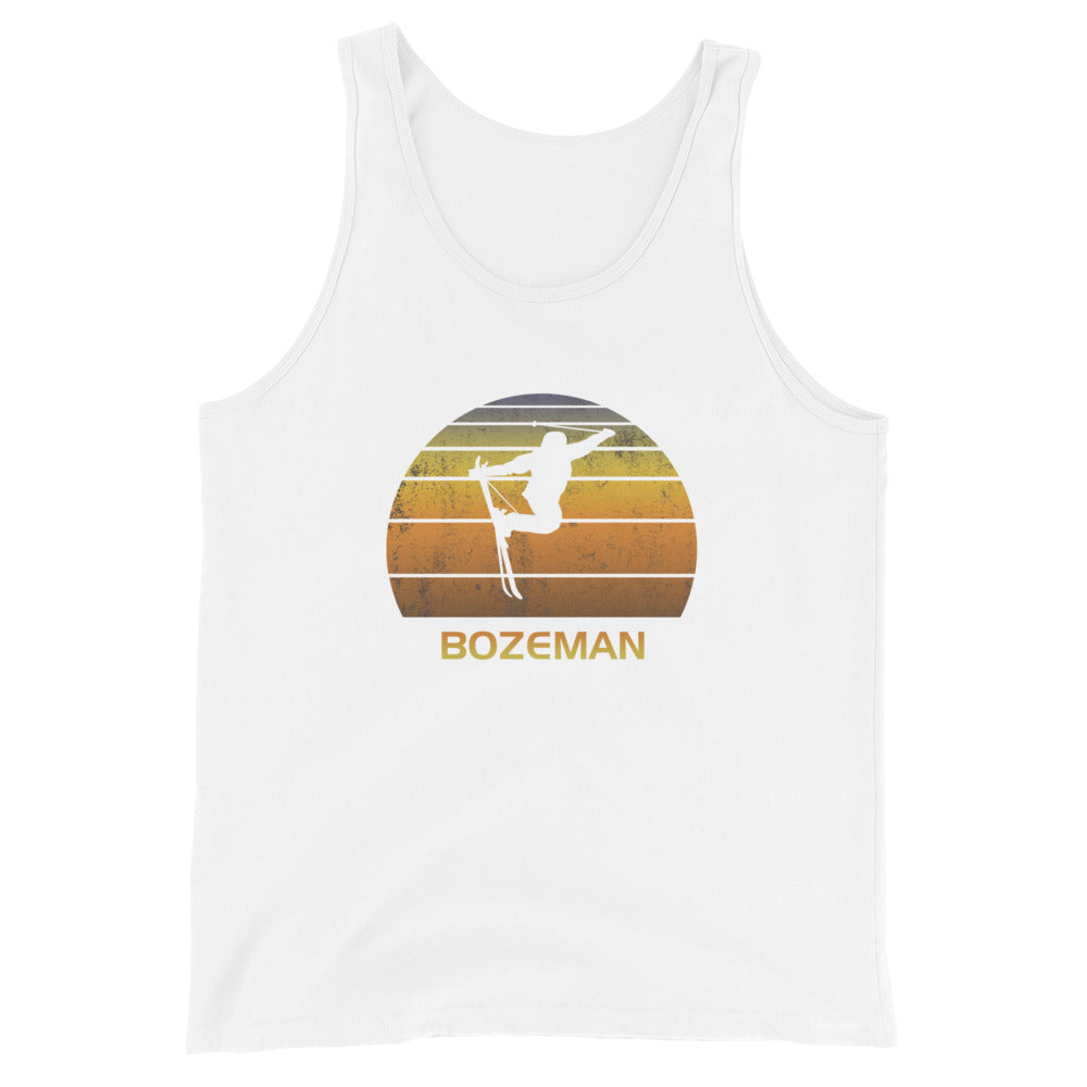 Retro Bozeman Montana Ski Fan Skier Gift Skiing Sunset Vintage Sunrise Unisex Tank Top