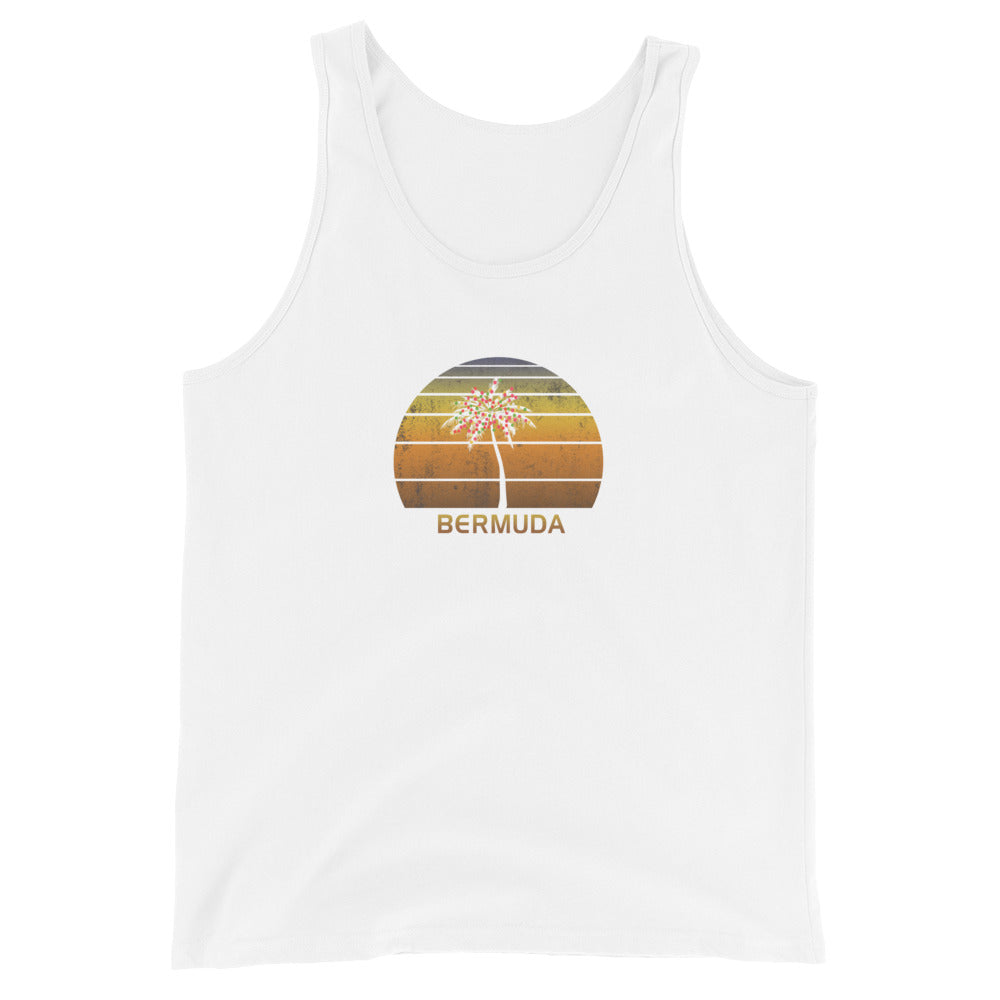 Retro Bermuda Unisex Tank Top Christmas Family Vacation Souvenir Sunset