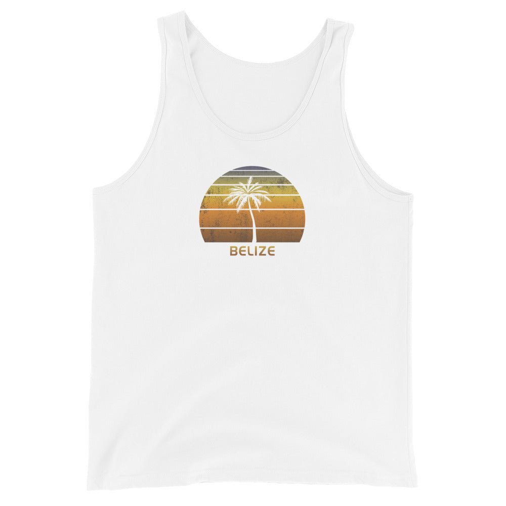 Retro Belize Unisex Tank Top Vintage Sunset Beach Vacation Souvenir