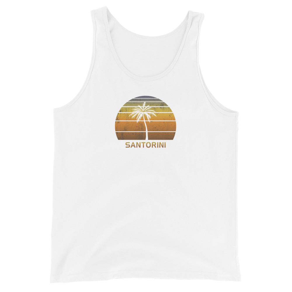 Retro Santorini Greece Vintage Sunset Unisex Tank Top Beach Vacation Souvenir