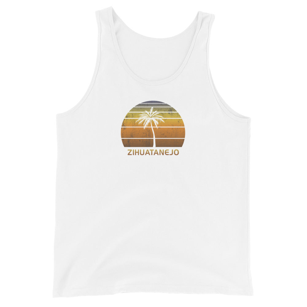 Retro Zihuatanejo Mexico Vintage Sunset Unisex Tank Top Beach Vacation Souvenir
