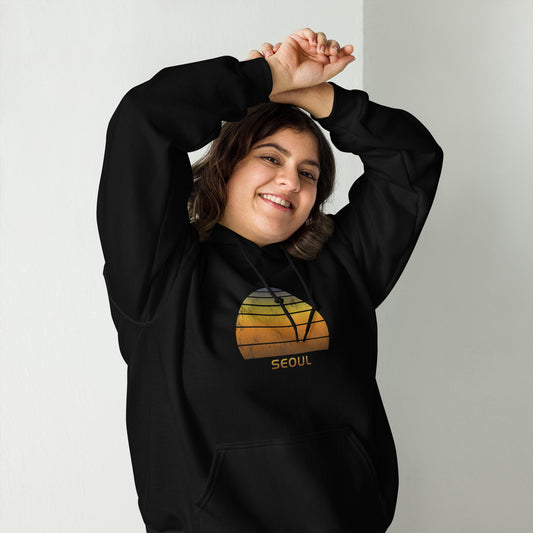 Retro Seoul South Korea Vintage Sunset Vacation Souvenir Unisex Hoodie Top Sweatshirt