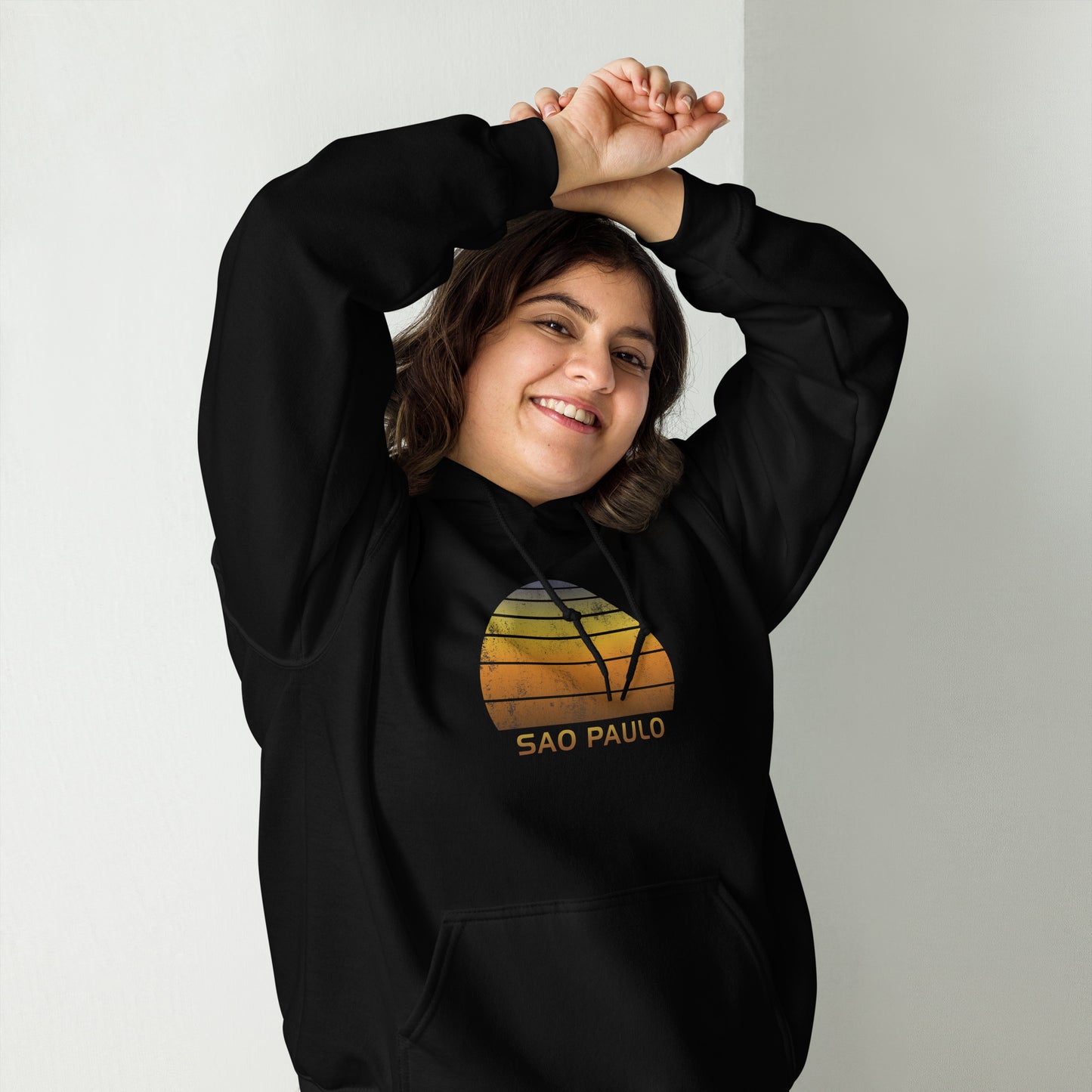 Retro Sao Paulo Brazil Vintage Sunset Vacation Souvenir Unisex Hoodie Top Sweatshirt