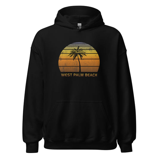 Retro West Palm Beach Florida Vacation Souvenir Sunset Unisex Hoodie Top Sweatshirt