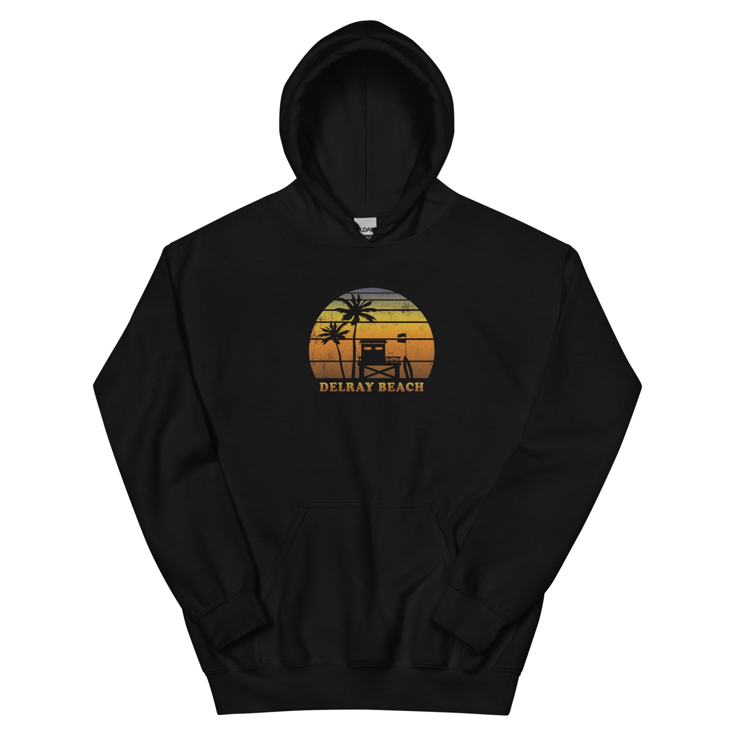 Retro Delray Beach Florida Sunset Surfing Vacation Souvenir Unisex Hoodie Top Sweatshirt