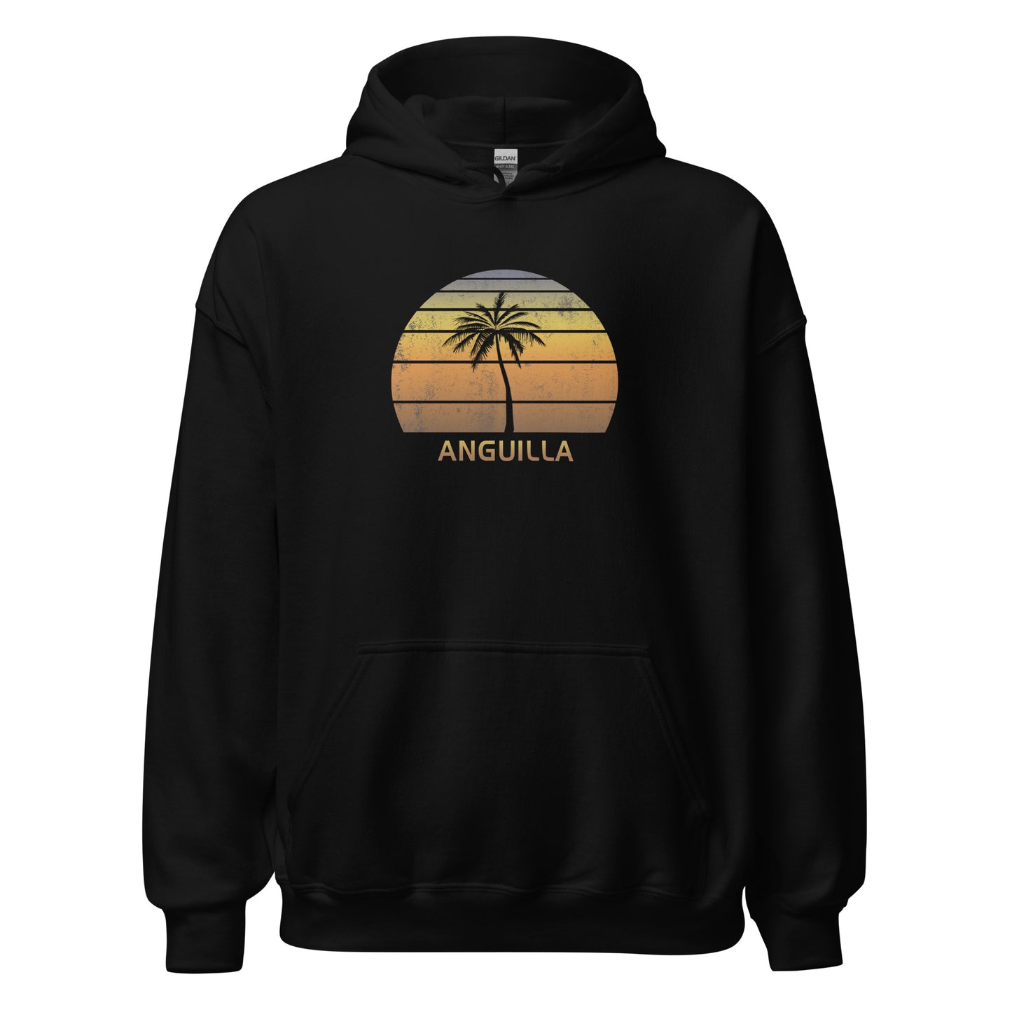 Retro Anguila Vintage Sunset Beach Vacation Souvenir Unisex Hoodie Top Sweatshirt
