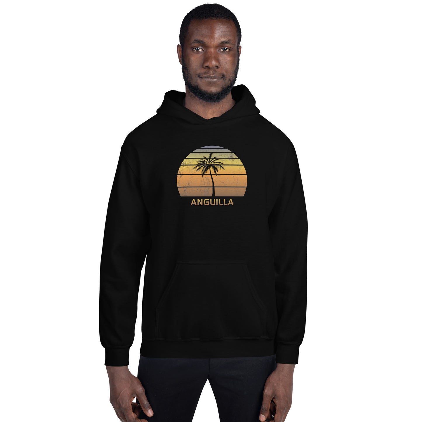 Retro Anguila Vintage Sunset Beach Vacation Souvenir Unisex Hoodie Top Sweatshirt