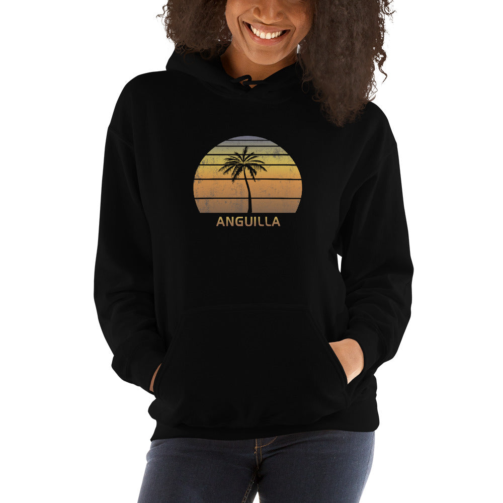 Retro Anguila Vintage Sunset Beach Vacation Souvenir Unisex Hoodie Top Sweatshirt