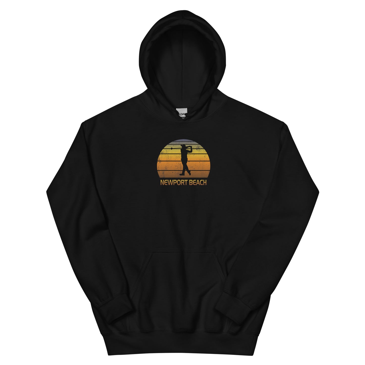 Cool Newport Beach California Golf Vintage Sunset Golfer Retro Unisex Hoodie Top Sweatshirt