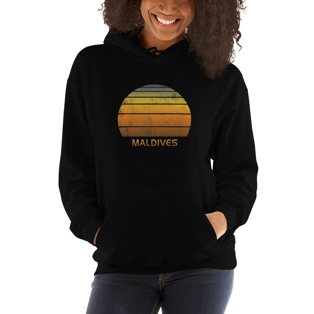 Retro Maldives Vintage Sunset Vacation Souvenir Unisex Hoodie Top Sweatshirt