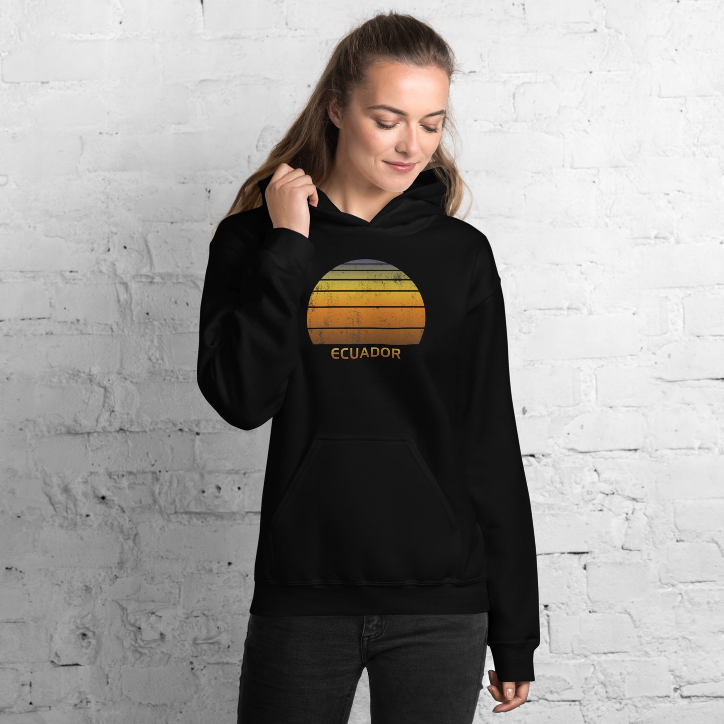 Retro Ecuador Vintage Sunset Vacation Souvenir Unisex Hoodie Top Sweatshirt