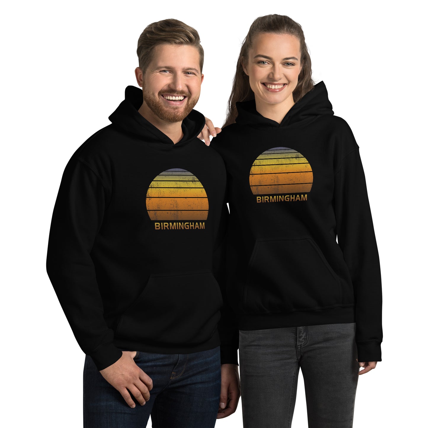 Retro Birmingham United Kingdom Vintage Sunset Vacation Souvenir Unisex Hoodie Top Sweatshirt