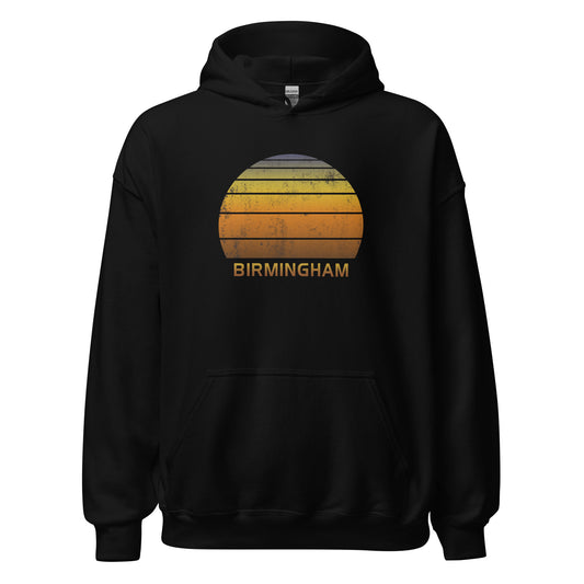Retro Birmingham United Kingdom Vintage Sunset Vacation Souvenir Unisex Hoodie Top Sweatshirt