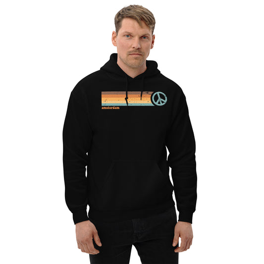 Retro Amsterdam Unisex Hoodie Top Sweatshirt 60s Hippie Bohemian 1960s