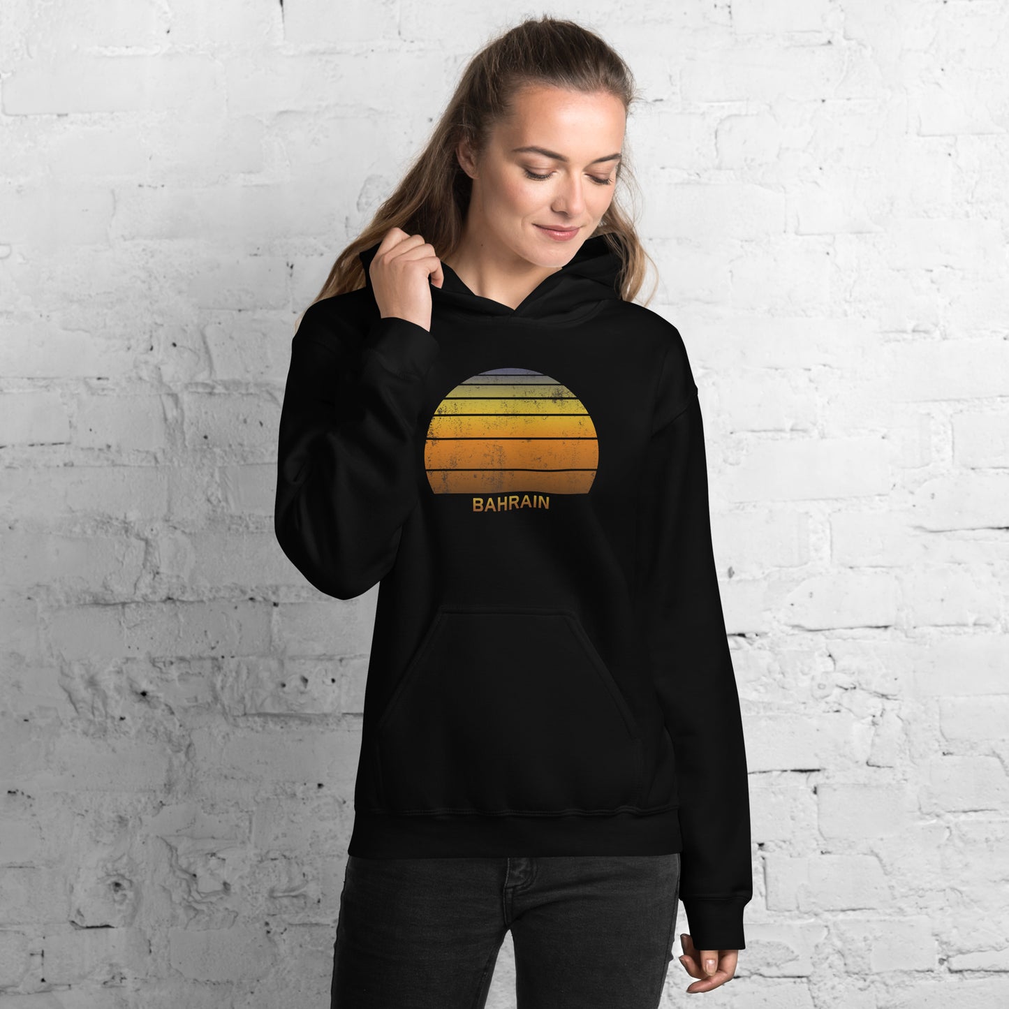 Retro Bahrain Sunset Native Vacation Souvenir Stylish Unisex Hoodie Top Sweatshirt