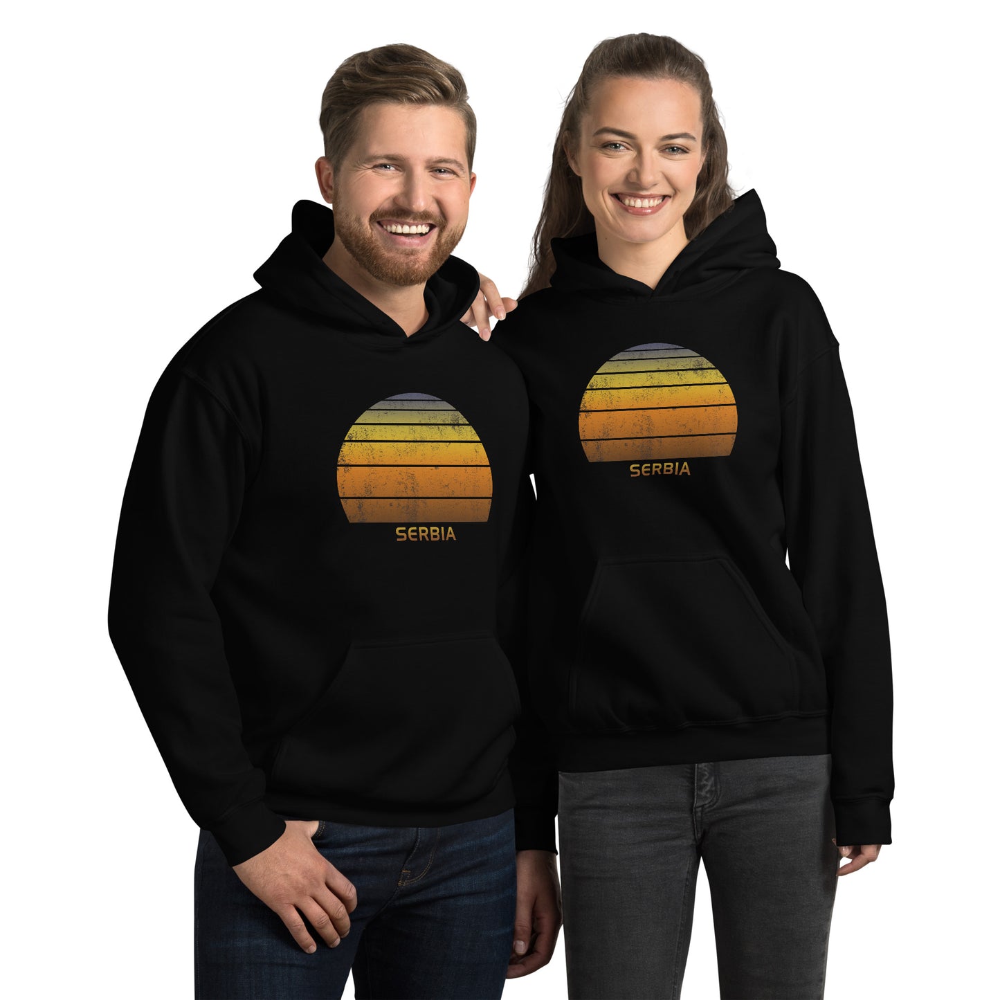 Retro Serbia Sunset Native Vacation Souvenir Stylish Unisex Hoodie Top Sweatshirt