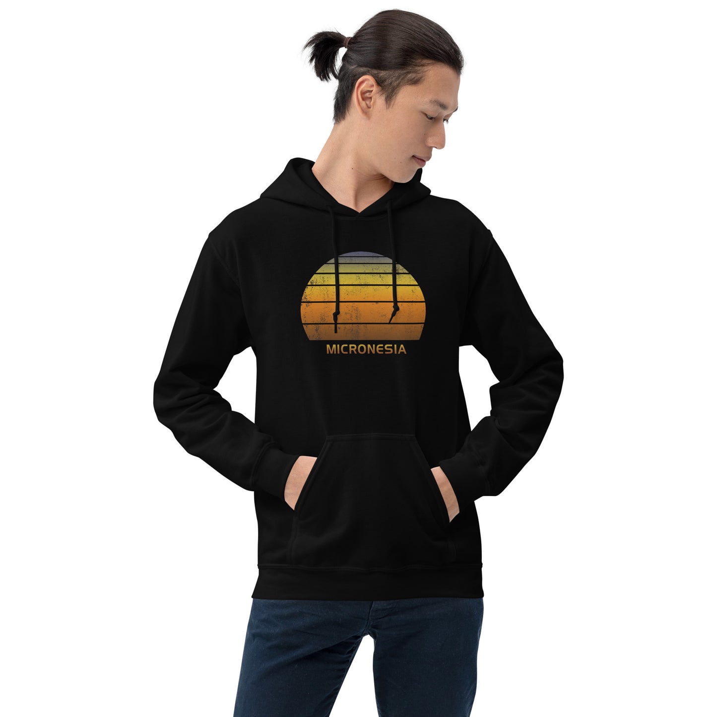 Retro Micronesia Sunset Native Vacation Souvenir Stylish Unisex Hoodie Top Sweatshirt