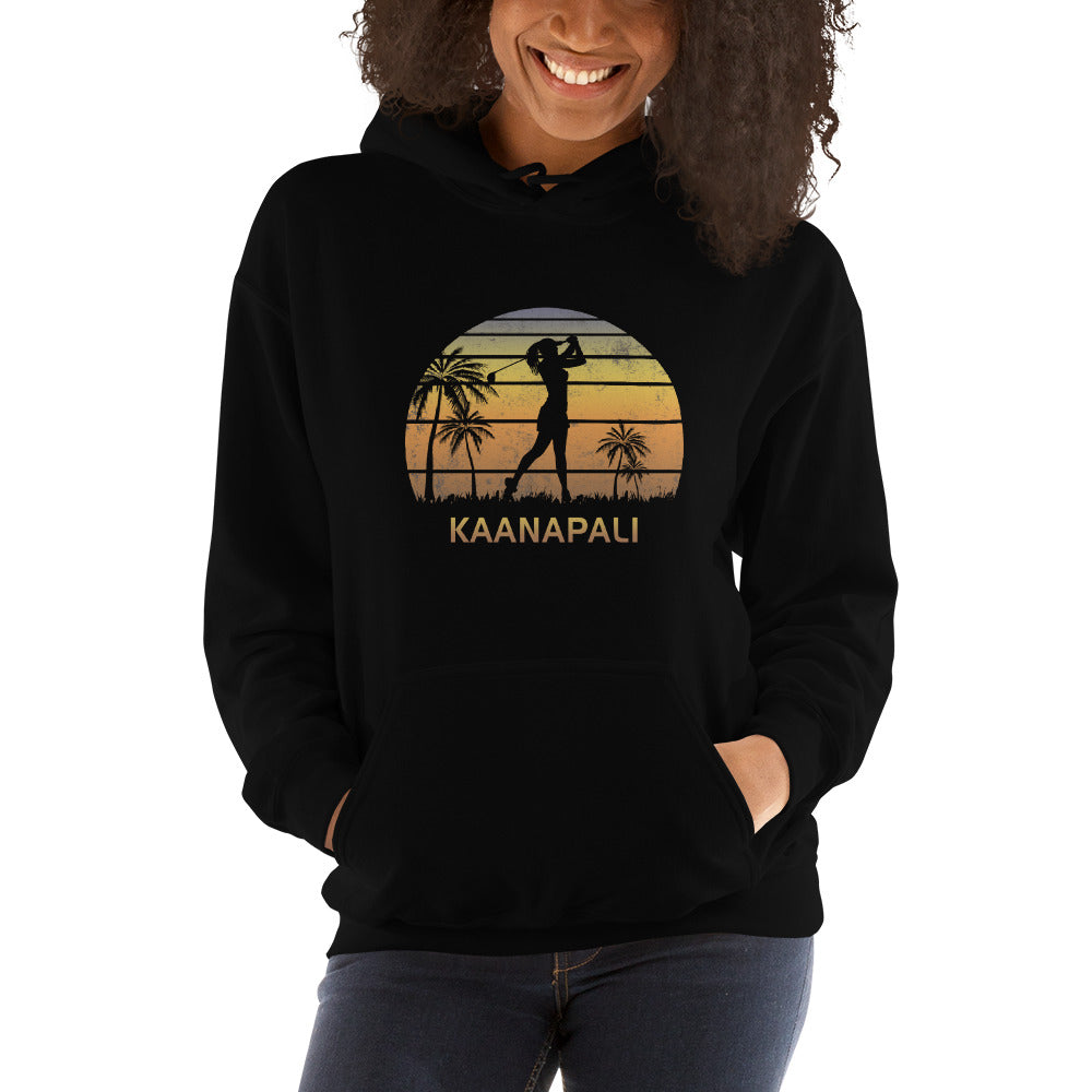 Retro Kaanapali Hawaii Women's Golf Golfing Fan Female Golfer Unisex Hoodie Top Sweatshirt