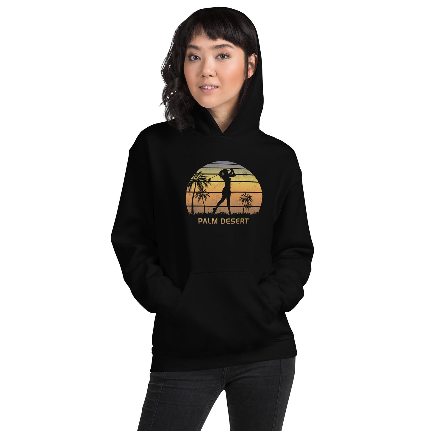 Retro Palm Desert California Women's Golf Golfing Fan Female Unisex Hoodie Top Sweatshirt