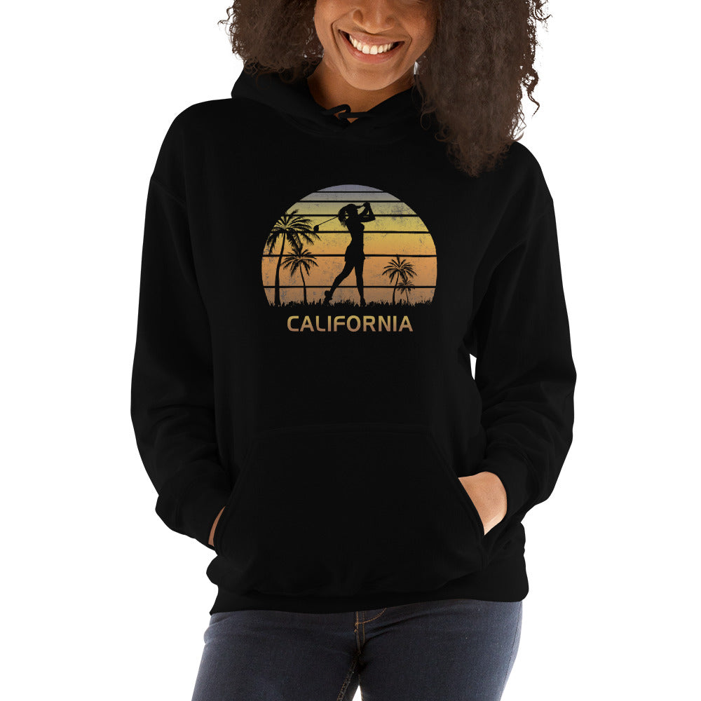 Retro California Women's Golf Golfing Fan Female Golfer Unisex Hoodie Top Sweatshirt