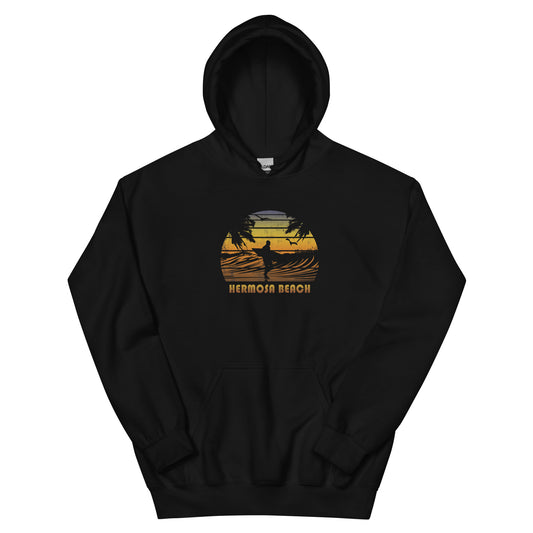 Retro Hermosa Beach California Surfing Fan Sunset Souvenir Unisex Hoodie Top Sweatshirt