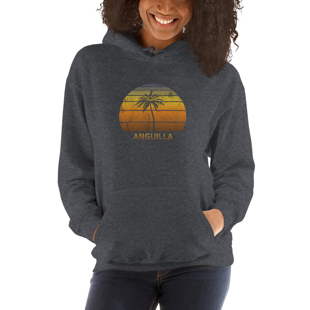 Retro Anguila Vintage Sunset Beach Vacation Souvenir Unisex Hoodie Top Sweatshirt